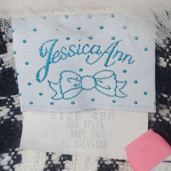 Jessica Ann Houndstooth Coat Faux Fur Collar Cuffs Lightweight Unlined Size 48M - Picture 4 of 6